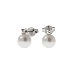 Orecchini Perle Akoya 6.5mm con Diamanti 0.07ct