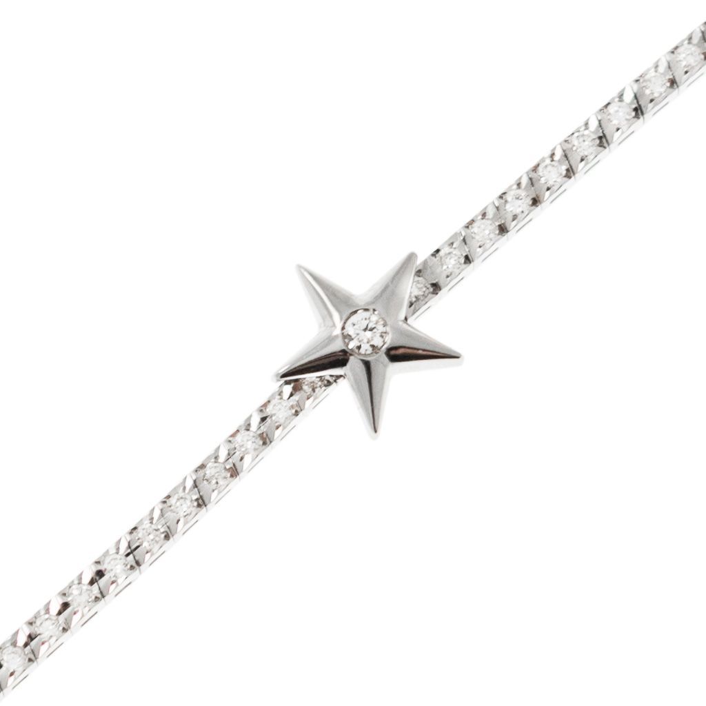 Bracciale Tennis Sfaccettato Diamanti con Stellina scorrevole