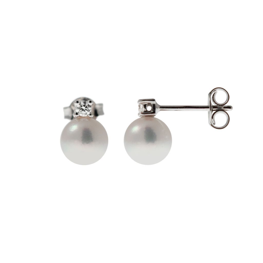 Orecchini Perle Akoya 7mm con Diamanti 0.08ct