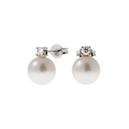 Orecchini Perle Akoya 8.5mm con Diamanti 0.11ct