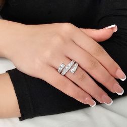 Photo of worn Half-eternity Contrarié ring in White Gold with 1.80ct Diamonds