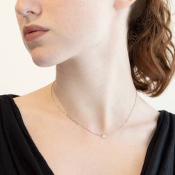 Girocollo Solitario Punto Luce Simple 0.22ct foto indossata
