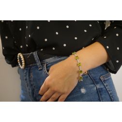 Bracciale Quadrati Peridoto e 62 Diamanti foto indossata