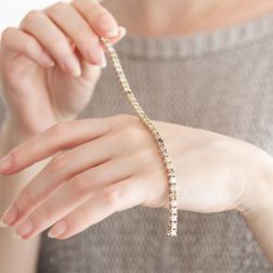 photo of worn Yellow and Brown Diamond Tennis Bracelet