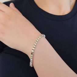 photo of worn Yellow and Brown Diamond Tennis Bracelet