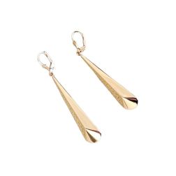Super-lightweight elongated prism pendant earrings in yellow gold