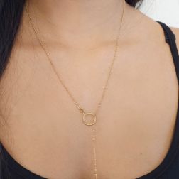 Collana Laccetto Palline da 1.20mm senza chiusura in Oro Giallo foto indossata
