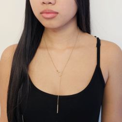 photo of worn 1.20mm ball chain necklace without clasp in yellow gold