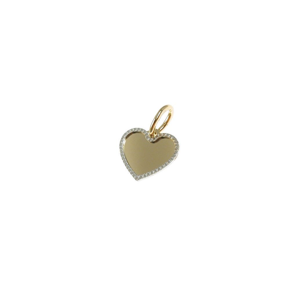 Ciondolo Cuore oro giallo bordo bianco