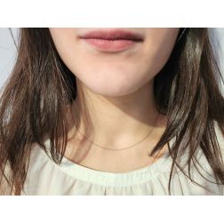 Photo of worn 42cm Necklace 1mm Rolottina Rose Gold