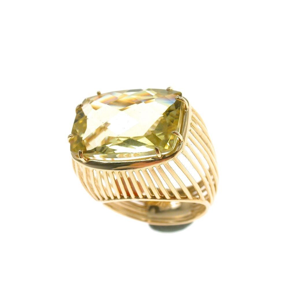 Anello Quarzo Lemon in Oro Giallo
