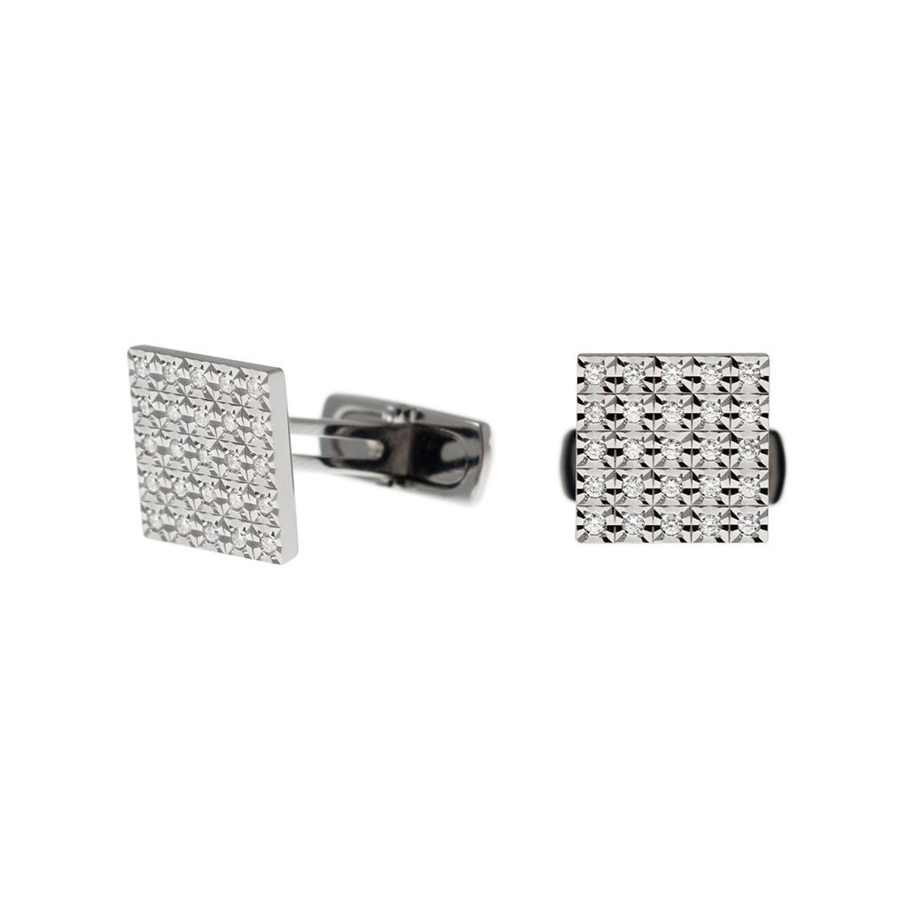 Gemelli Quadrati Oro Bianco con Diamanti