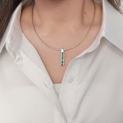 Girocollo Semirigido Flessibile Tubolare 1.50mm Sfaccettato Oro Bianco foto indossata