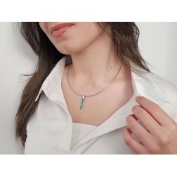 Girocollo Semirigido Flessibile Tubolare 1.50mm Sfaccettato Oro Bianco foto indossata