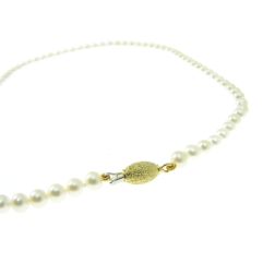 Yellow Gold 6mm Diamond Barrel Freshwater Pearl Necklace