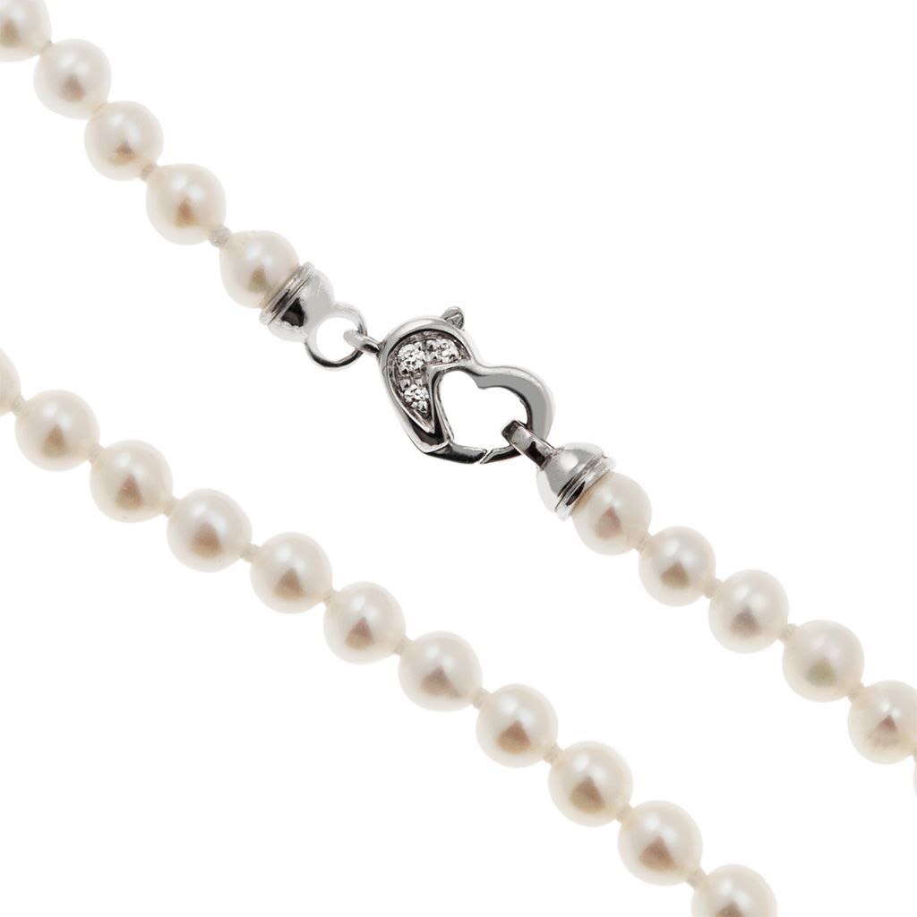 Collana Perle Freshwater cuore Oro Bianco e Diamanti