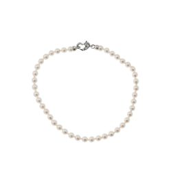 Freshwater Pearl Bracelet with a Heart-Shaped Clasp in White Gold and Diamonds