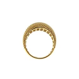 Anello Bombato Godronato in Oro Giallo con Zirconi
