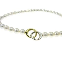 Collana Perle Akoya con susta cerchi ondulati Bicolore