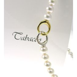 Collana Perle Akoya con susta cerchi ondulati Bicolore