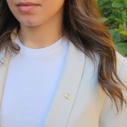 photo of worn Yellow Gold Bee Brooch