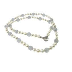69cm long necklace with white pearls and cat's eye