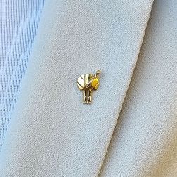 photo of worn Yellow Gold Elephant Brooch with Diamond
