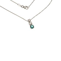 Trilogy Diamond and Emerald Graduated Necklace (2.9mm–3.7mm)