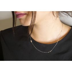 Photo of worn Rosario White Necklace