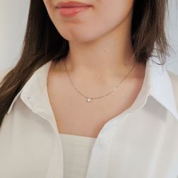 Photo of worn Light Point Solitaire 0.60ct Diamond Venetian Necklace