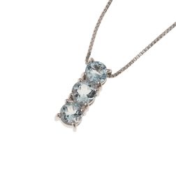 Trilogy Aquamarine Necklace (1.25 cm x 4.7 mm)