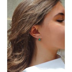 Emeralds 9mm x 6.8mm and Diamonds Earrings
