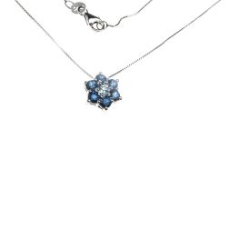 Acquamarine and Blue Sapphires 9cm Flower Necklace