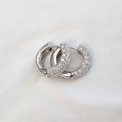 Round Lobed Earrings with Diamonds (1.6cm x 1.7cm)
