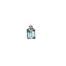 10mm x 8mm Octagonal Aquamarine and 3 Diamonds Pendant