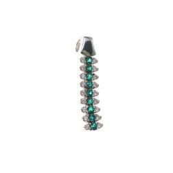 Vertical Navette Pendant with 9 Emeralds and 18 Diamonds