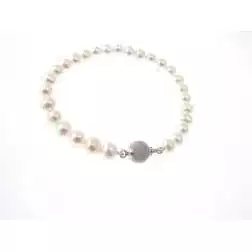 Bracciale perle sfera diamantata Oro Bianco