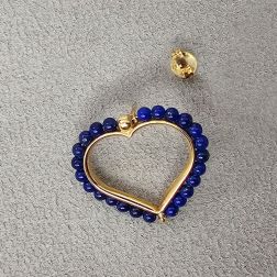 Orecchini a lobo in Oro Giallo 18kt - Cuore con Lapislazzuli Blu