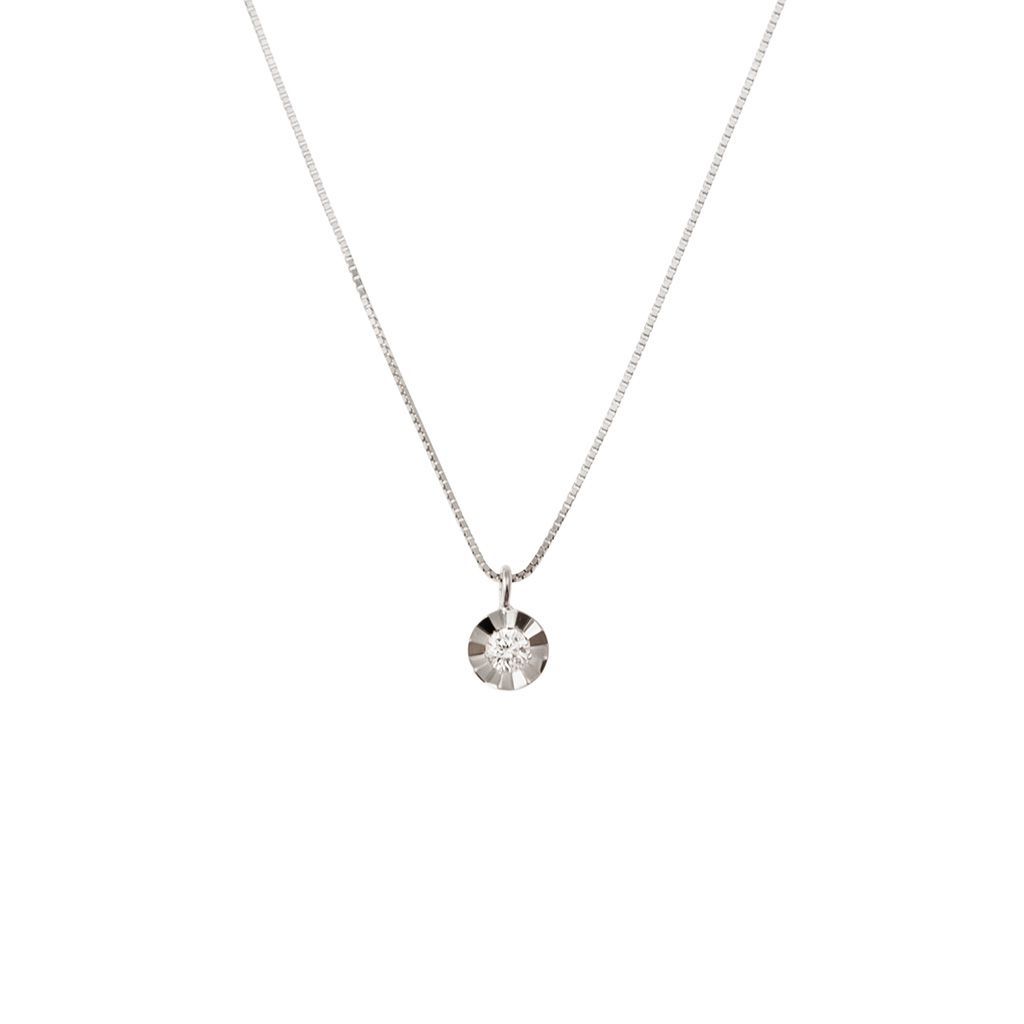 Faceted Circle Light Point Necklace 0.020ct - 3.70mm