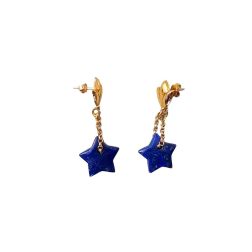 Yellow Gold Pendants with Blue Lapis Stars