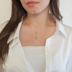 Collana Foulard Tormalina verde e Diamanti in Oro Giallo foto indossata