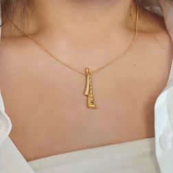photo of worn Green Tourmaline and Diamond Scarf Necklace in Yellow Gold