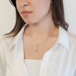 photo of worn Green Tourmaline and Diamond Scarf Necklace in Yellow Gold