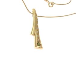 Green Tourmaline and Diamond Scarf Necklace in Yellow Gold