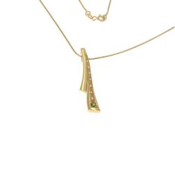 Collana Foulard Tormalina verde e Diamanti in Oro Giallo