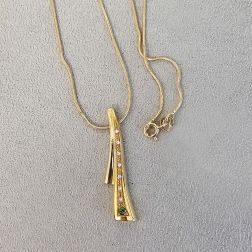 Green Tourmaline and Diamond Scarf Necklace in Yellow Gold