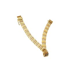 Segmented Bracelet with Leaf Motifs and Twisted Chain in Yellow Gold