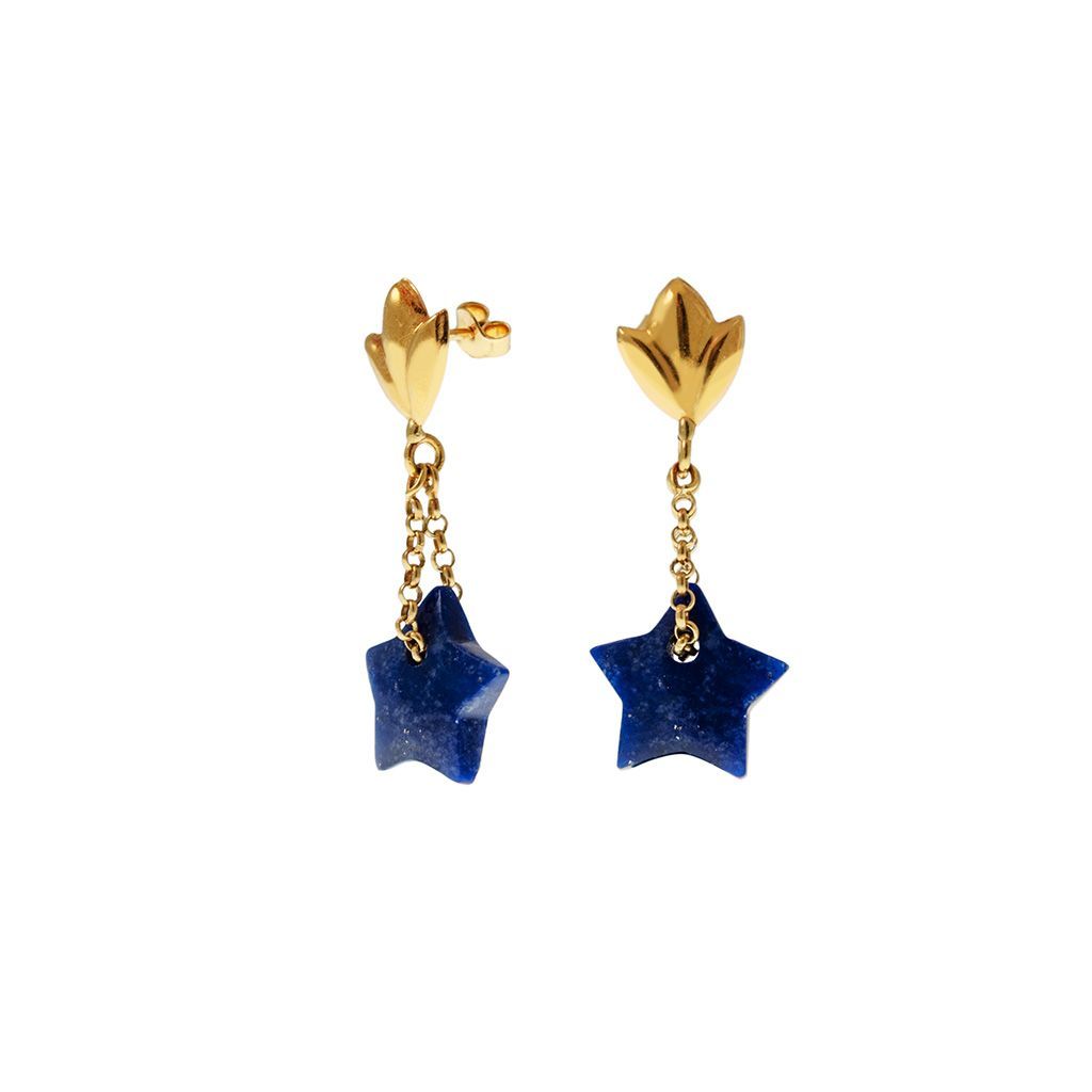 Yellow Gold Pendants with Blue Lapis Stars