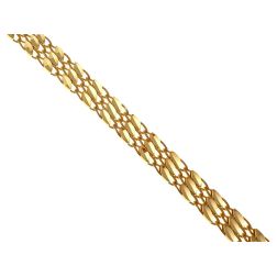 Segmented Bracelet with Leaf Motifs and Twisted Chain in Yellow Gold