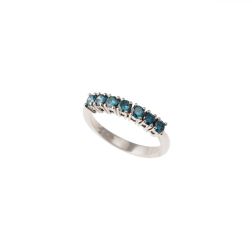 Veretta 7 Diamanti Blu - Larghezza 3.6mm - Oro Bianco